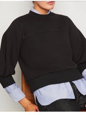 G Label by Goop Cutler Puff Sleeve Sweatshirt in Black